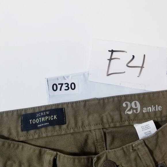 J. Crew Olive Green Toothpick Ankle Low Rise Jeans - Picture 13 of 13